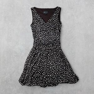 Connected Apparel Brown & White Polka Dot V-Neck Maxi Dress with Ruched Waist